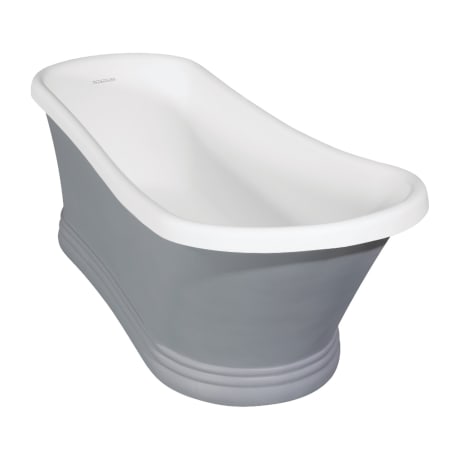 Kingston Brass Arcticstone 68" Pedestal Solid Surface Soaking Tub with Center Drain, Drain Assembly, and Overflow Glossy White / Matte Gray