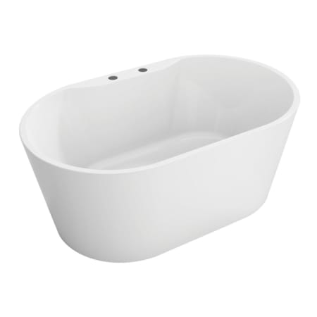 Kingston Brass Aqua Eden 55" Free Standing Acrylic Soaking Tub with Rear Drain, Drain Assembly, and Overflow Glossy White