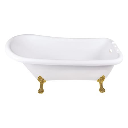 Kingston Brass Aqua Eden 67" Clawfoot Acrylic Soaking Tub with Reversible Drain and Overflow Glossy White / Brushed Brass