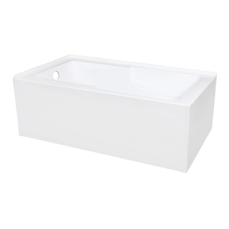 Kingston Brass Aqua Eden 60" Two Wall Acrylic Soaking Tub with Left Drain and Overflow White