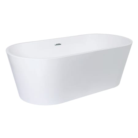 Kingston Brass Aqua Eden 71" Free Standing Acrylic Soaking Tub with Center Drain, Drain Assembly, and Overflow Glossy White