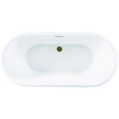 Kingston Brass Aqua Eden 71" Free Standing Acrylic Soaking Tub with Rear Drain, Drain Assembly, and Overflow White / Antique Brass