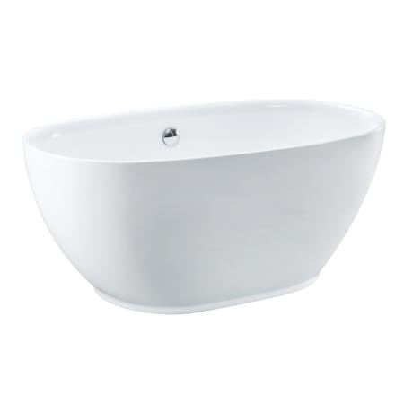 Kingston Brass Aqua Eden 55" Free Standing Acrylic Soaking Tub with Rear Drain, Drain Assembly, and Overflow Glossy White