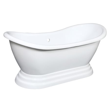 Kingston Brass Aqua Eden 60" Free Standing Acrylic Soaking Tub with Center Drain Glossy White