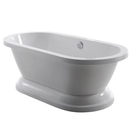 Kingston Brass Aqua Eden 66-15/16" Free Standing Acrylic Soaker Bathtub with Center Drain White