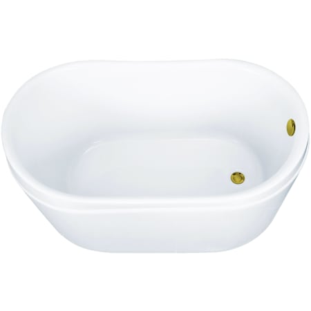 Kingston Brass Aqua Eden 52" Free Standing Acrylic Soaking Tub with Reversible Drain, Drain Assembly, and Overflow White / Brushed Brass