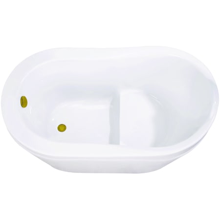 Kingston Brass Aqua Eden 52" Free Standing Acrylic Soaking Tub with Reversible Drain, Drain Assembly, Integrated Seat, and Overflow White / Brushed Brass