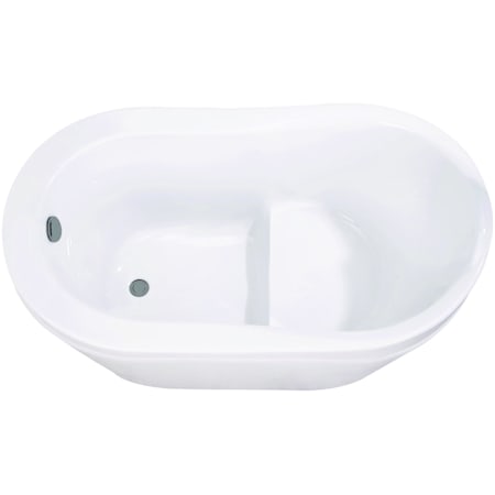 Kingston Brass Aqua Eden 52" Free Standing Acrylic Soaking Tub with Reversible Drain, Drain Assembly, Integrated Seat, and Overflow White / Brushed Nickel