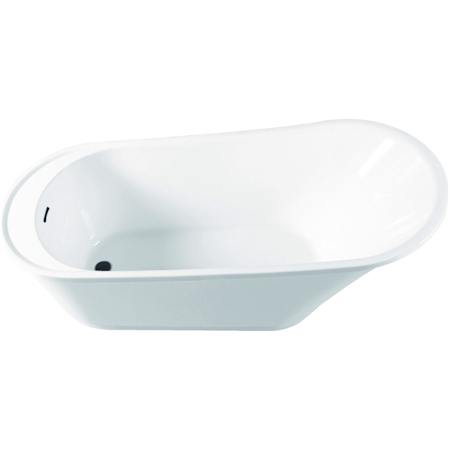 Kingston Brass Aqua Eden 59" Free Standing Acrylic Soaking Tub with Reversible Drain, Drain Assembly, and Overflow White / Matte Black
