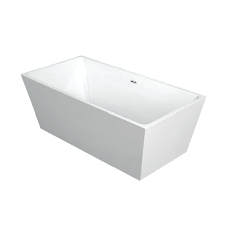 Kingston Brass Aqua Eden 53" Free Standing Acrylic Soaking Tub with Center Drain, Drain Assembly, and Overflow Glossy White