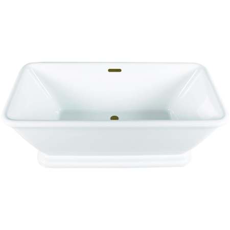 Kingston Brass Aqua Eden 66" Free Standing Pedestal Acrylic Soaking Tub with Rear Drain, Drain Assembly, and Overflow White / Antique Brass