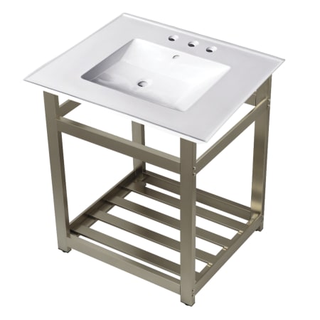 Kingston Brass 25" Wide Ceramic Console Sink White / Brushed Nickel
