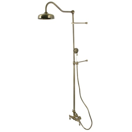 Kingston Brass Vintage Ceramic Disc Retrofit Shower System with Shower Head, Hand Shower, Shower Arm, and Hose Antique Brass