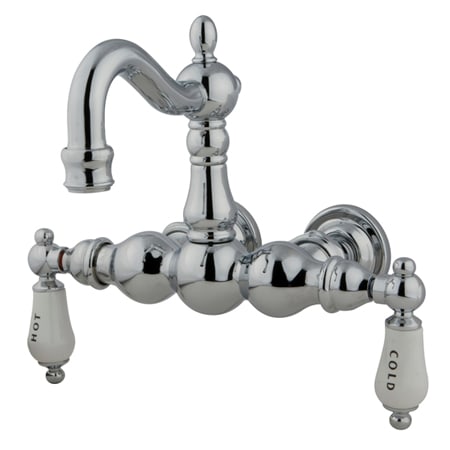 Kingston Brass Vintage Wall Mounted Clawfoot Tub Filler with Porcelain Lever Handles Polished Chrome