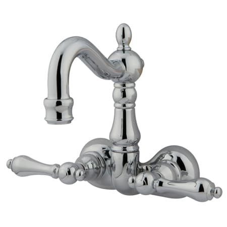 Kingston Brass Vintage Wall Mounted Clawfoot Tub Filler with Metal Lever Handles Polished Chrome