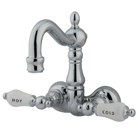 Kingston Brass Vintage Wall Mounted Clawfoot Tub Filler with Porcelain Lever Handles Polished Chrome