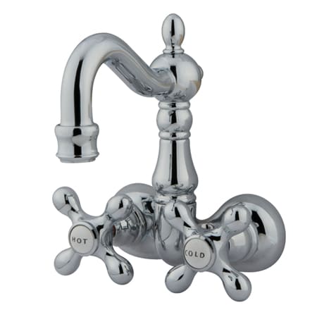 Kingston Brass Vintage Wall Mounted Clawfoot Tub Filler with Metal Cross Handles Polished Chrome