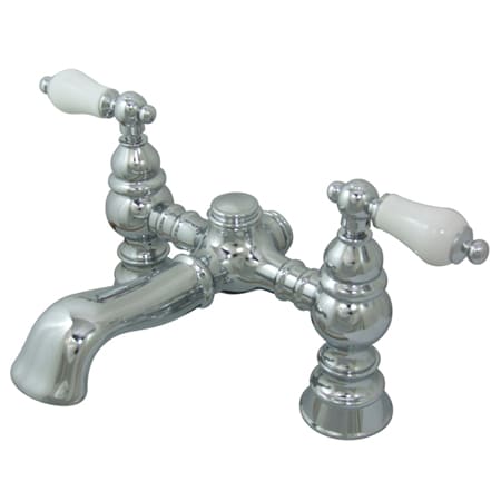 Kingston Brass Vintage Deck Mounted Clawfoot Tub Filler with Porcelain Lever Handles Polished Chrome