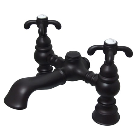 Kingston Brass Vintage Deck Mounted Clawfoot Tub Filler with Metal Cross Handles Oil Rubbed Bronze