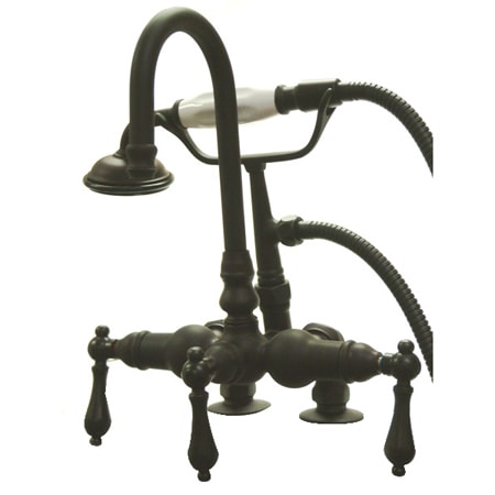Kingston Brass Vintage Deck Mounted Clawfoot Tub Filler with Personal Hand Shower and Metal Lever Handles Oil Rubbed Bronze