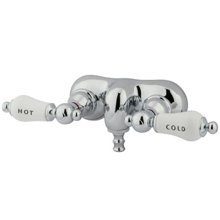 Kingston Brass Vintage Wall Mounted Clawfoot Tub Filler with Porcelain Lever Handles Polished Chrome