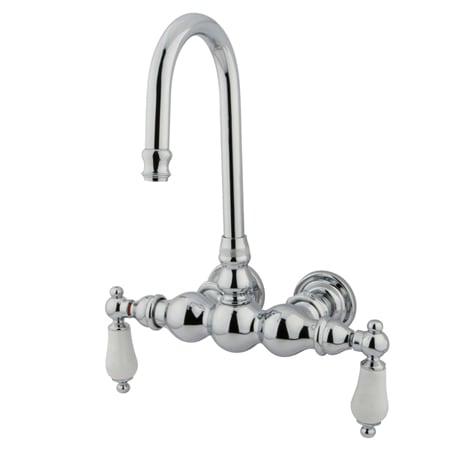 Kingston Brass Vintage Wall Mounted Clawfoot Tub Filler with Porcelain Lever Handles Polished Chrome