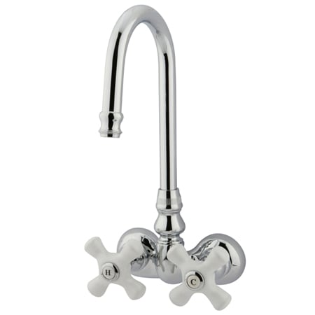 Kingston Brass Vintage Wall Mounted Clawfoot Tub Filler with Porcelain Cross Handles Polished Chrome
