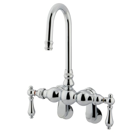 Kingston Brass Vintage Wall Mounted Clawfoot Tub Filler with Metal Lever Handles Polished Chrome