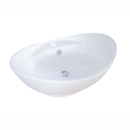 Kingston Brass Harmon 22-3/4" Oval Vitreous China Vessel Sink with Single Faucet Hole, Overflow Hole Less Drain Assembly White