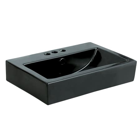 Kingston Brass Clearwater 23-5/8" Rectangular Ceramic Vessel Bathroom Sink with 3 Faucet Holes at 4" Centers Black