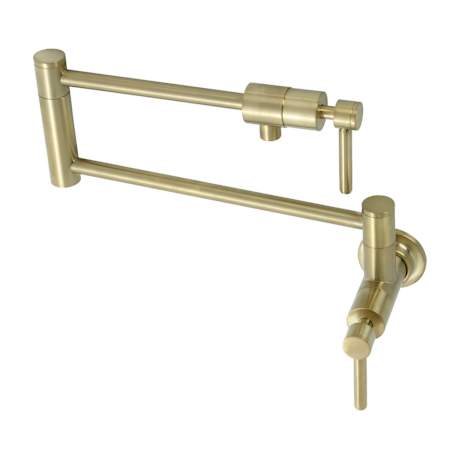 Kingston Brass Concord 3.8 GPM Single Hole Wall Mounted Pot Filler Brushed Brass