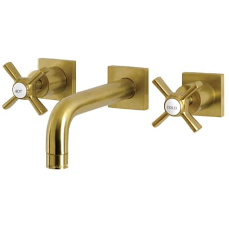 Kingston Brass Millennium 1.2 GPM Wall Mounted Widespread Bathroom Faucet Brushed Brass
