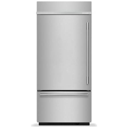 KitchenAid 36 Inch Wide 20.8 Cu. Ft. Left Hinge Energy Star Certified Fingerprint Resistant Bottom Freezer Refrigerator with Max Cool and Max Freeze PrintShield Stainless