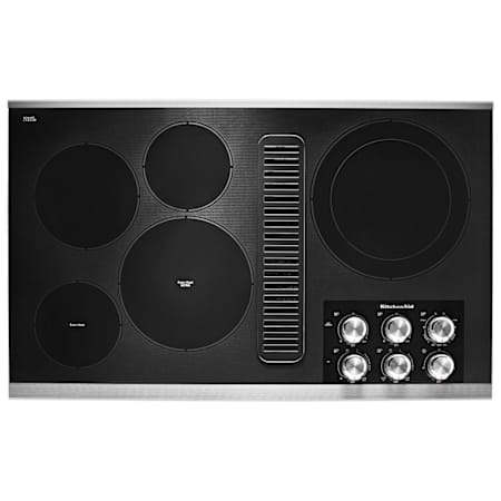 KitchenAid 36 Inch Wide Built-In Electric Cooktop with Downdraft Ventilation Stainless Steel