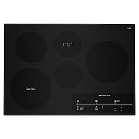 KitchenAid 30 Inch Wide 5 Burner Electric Cooktop with Even Heat Elements Black