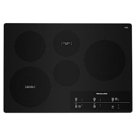 KitchenAid 30 Inch Wide 5 Burner Electric Cooktop with Even Heat Elements Stainless Steel