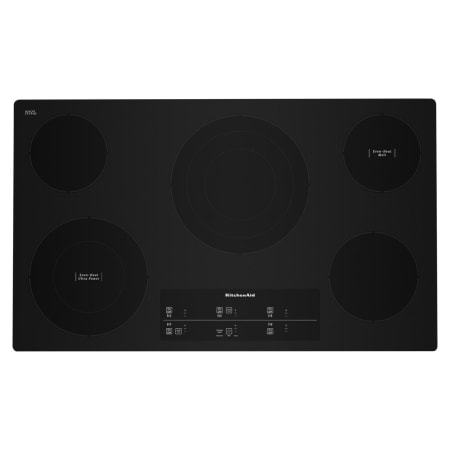 KitchenAid 36 Inch Wide 5 Burner Electric Cooktop with Even Heat Elements Black
