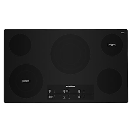 KitchenAid 36 Inch Wide 5 Burner Electric Cooktop with Even Heat Elements Stainless Steel