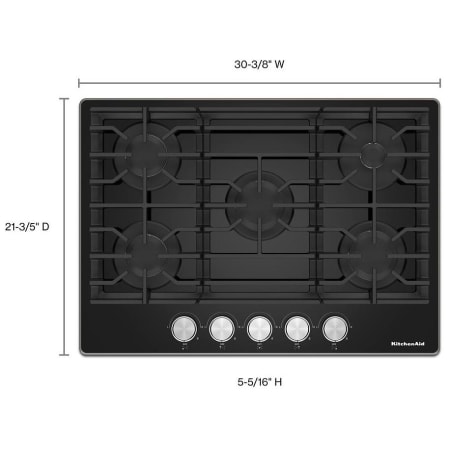 KitchenAid 36 Inch Wide 5 Burner Gas Cooktop with Dishwasher-Safe Cast-Iron Grates Black