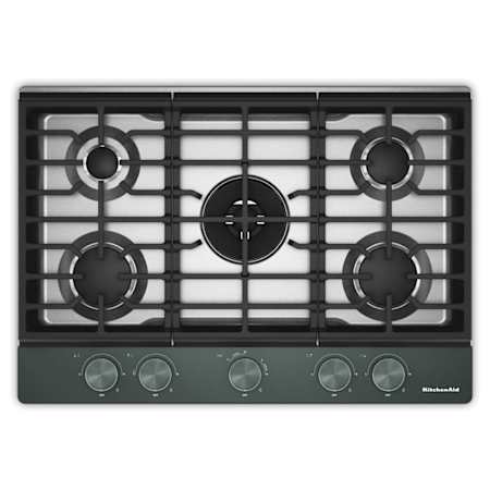 KitchenAid 30 Inch Wide 5 Burner Gas Cooktop with Knob Controls and Backlit Knobs Juniper
