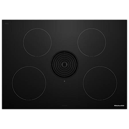 KitchenAid 30 Inch Wide 4 Burner Electric Cooktop with Frameless Design and Quiet Ventilation Technology Black