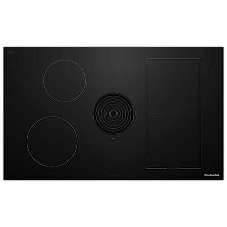 KitchenAid 36 Inch Wide 4 Burner Electric Cooktop with Bridge XL Even-Heat Zone and Quiet Ventilation Technology Black