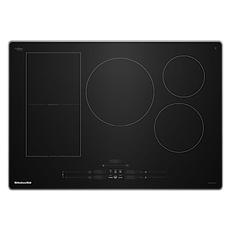 KitchenAid 30 Inch Wide 5 Burner Electric Cooktop with Even-Heat Zone and Power Boost Black / Stainless Steel