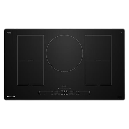 KitchenAid 36 Inch Wide 5 Burner Electric Cooktop with Even-Heat Zone and Power Boost Black / Stainless Steel