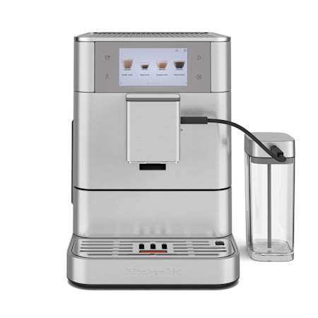KitchenAid 74 Oz. Programmable 7 Setting Countertop Espresso Machine with Water Filtration and Milk Tube Brushed Stainless Steel