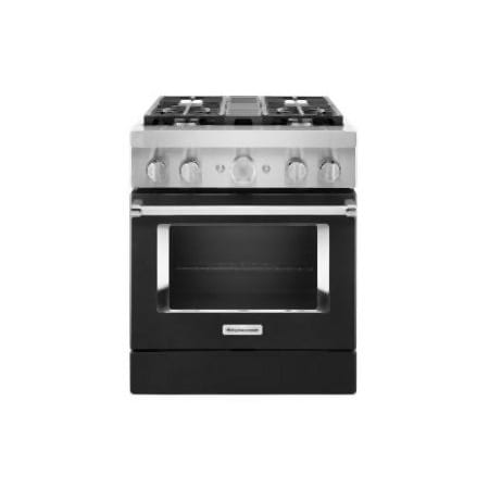 KitchenAid 30 Inch Wide 4.1 Cu. Ft. Free Standing Dual Fuel Range with Three-Level Convertible Grates Imperial Black