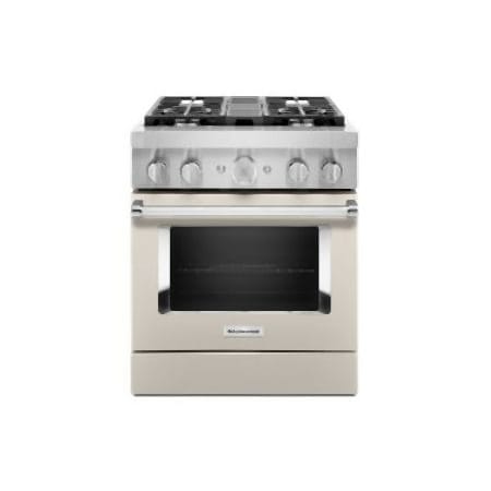 KitchenAid 30 Inch Wide 4.1 Cu. Ft. Free Standing Dual Fuel Range with Three-Level Convertible Grates Milkshake