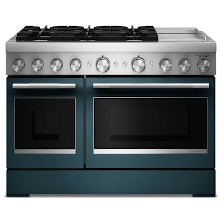 KitchenAid 48 Inch Wide Free Standing, Slide In Dual Fuel Range with Ultra Power Dual-Flame Burners and Even-Heat True Convection Agave