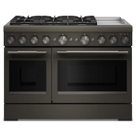 KitchenAid 48 Inch Wide Free Standing, Slide In Dual Fuel Range with Ultra Power Dual-Flame Burners and Even-Heat True Convection Black Ore