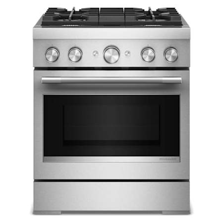 KitchenAid 30 Inch Wide Free Standing, Slide In Dual Fuel Range with Ultra Power Dual-Flame Burners and Even-Heat True Convection Stainless Steel